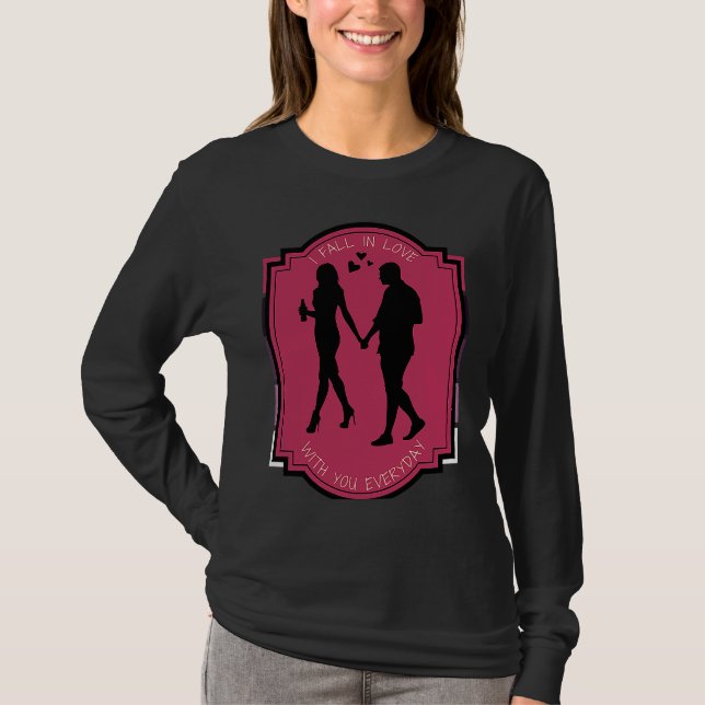 Camiseta I Fall In Love With You Everyday Silhouetted Coupl (Frente)