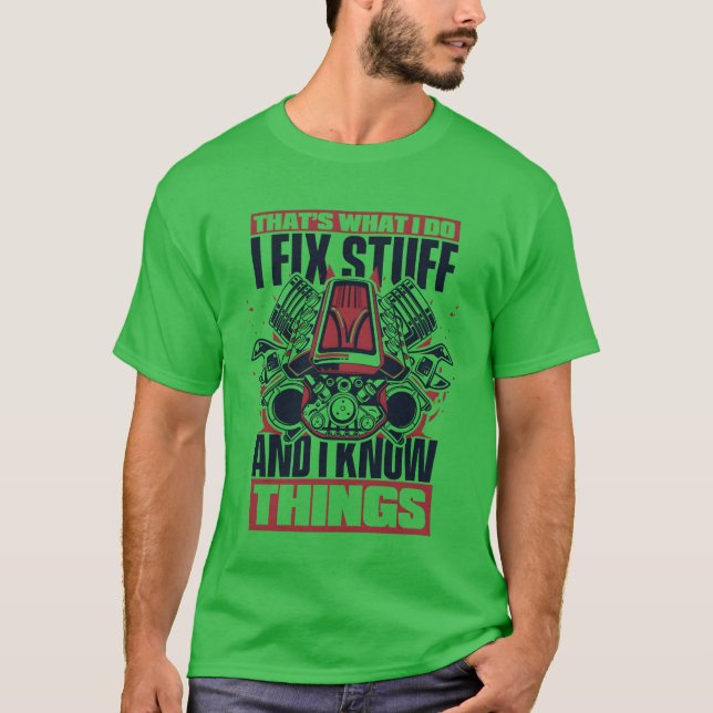 Camiseta I Fi Stuff And I Knowhings Carechnician Auto retro (Frente)