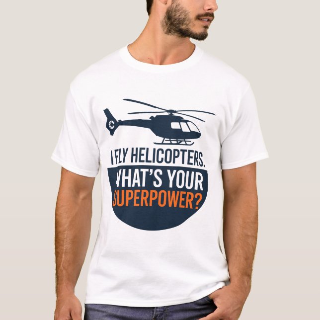 Camiseta I Fly Helicopters – Minimal Flat Badge Design (Frente)