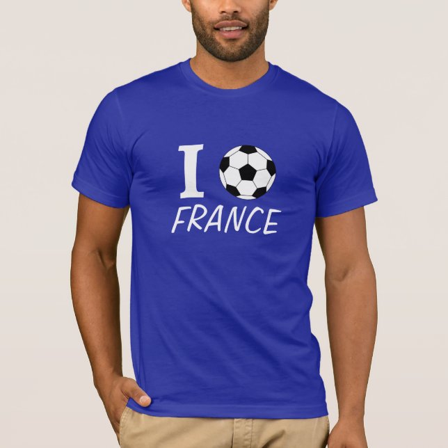 Camiseta I Futebol (amor) França - personalizável (Frente)