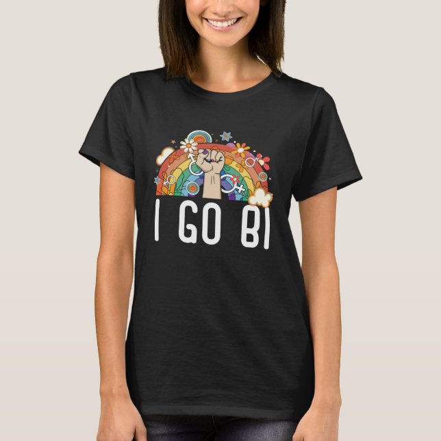 Camiseta I Go Bi Bisexual Rainbow Pride March Bisexuality L (Frente)
