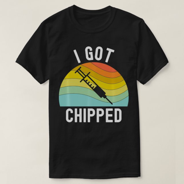 Camiseta I Got Chipped Vaccines Funny Pro Vaccination Vaer  (Frente do Design)