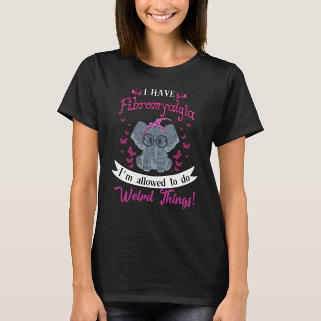Camiseta I Have Fibromyalgia Awareness Cute Elephant Flower (Frente)