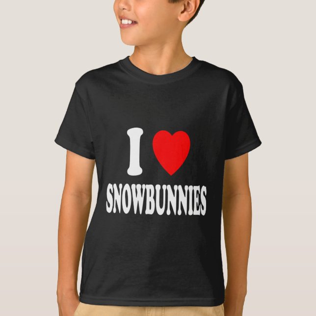 Camiseta I Heart (amor) Snowbunnies Skiing Snowboard Att (Frente)