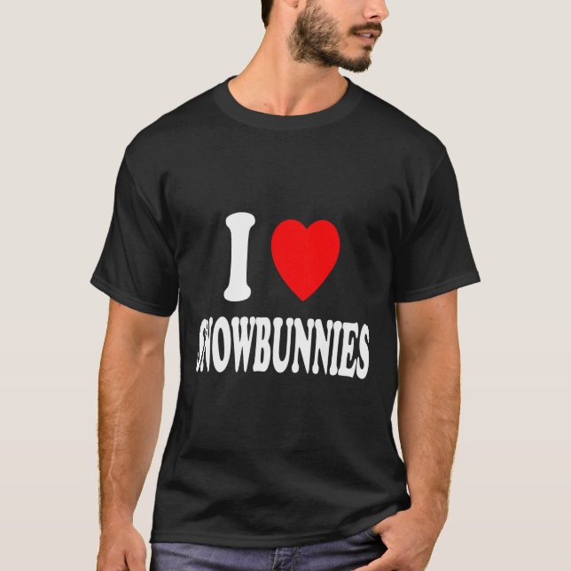 Camiseta I Heart (amor) Snowbunnies Skiing Snowboard Att (Frente)