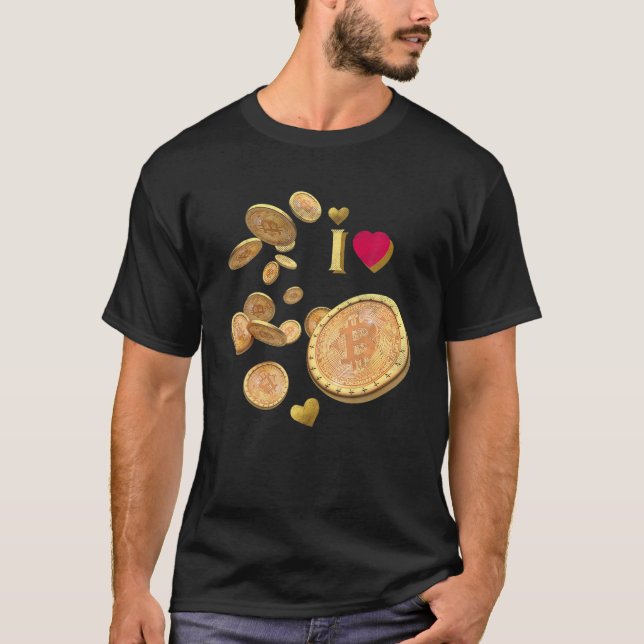 Camiseta I Heart Bitcoin Trader Miner Crypto Meme Coin Toke (Frente)