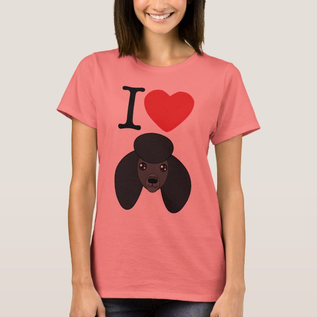 Camiseta I Heart Black Poodles T Shirt (Frente)