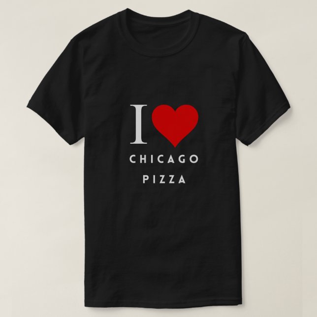 Camiseta I Heart Chicago Pizza Blk Mens (Frente do Design)