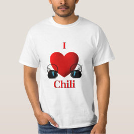 Camiseta I Heart Chili Potes com fitas azuis