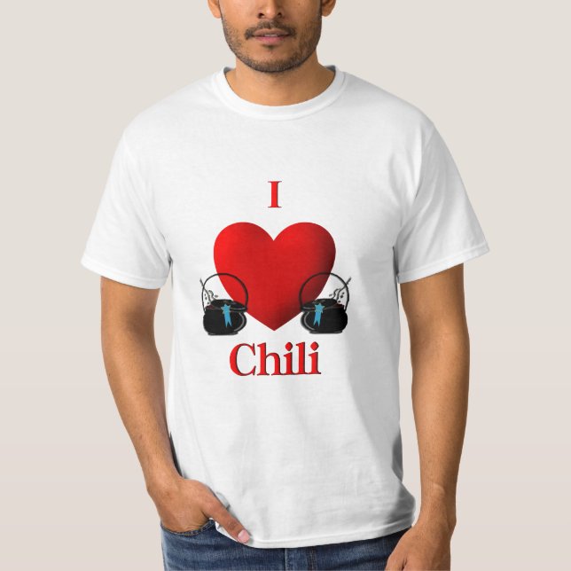 Camiseta I Heart Chili Potes com fitas azuis (Frente)