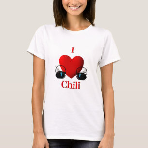 Camiseta I Heart Chili Potes com fitas azuis