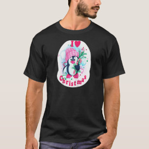 Camiseta I Heart Christmas Pinguin Love Candy Cane Pajama T