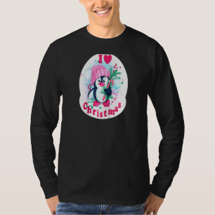 Camiseta I Heart Christmas Pinguin Love Candy Cane Pajama T