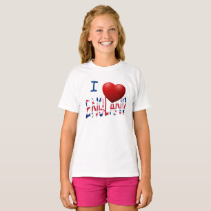 Camiseta I Heart England on Union Jack Flag Girls cn