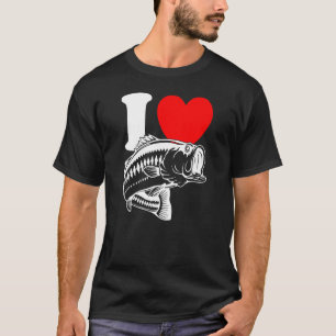 Camiseta I Heart Fish - Cute I Love Fisheries, Bass Fish L