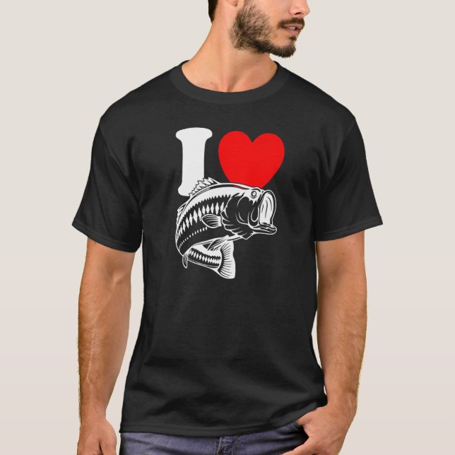 Camiseta I Heart Fish  Cute I Love Fishing Bass Fishing (Frente)