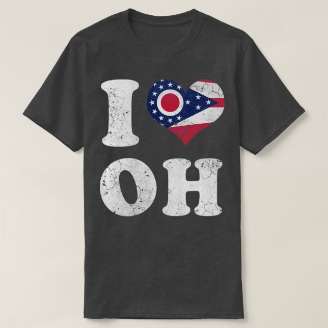 Camiseta I Heart Flag de Ohio (Frente do Design)