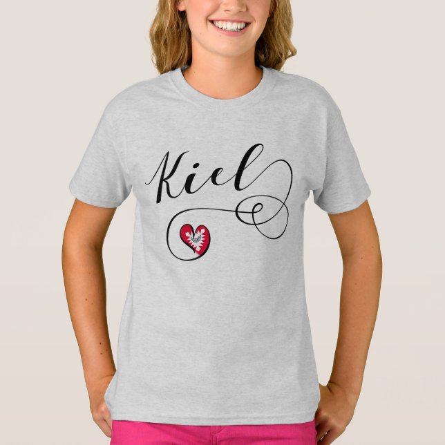 Camiseta I Heart Kiel, Alemanha, alemão (Frente)