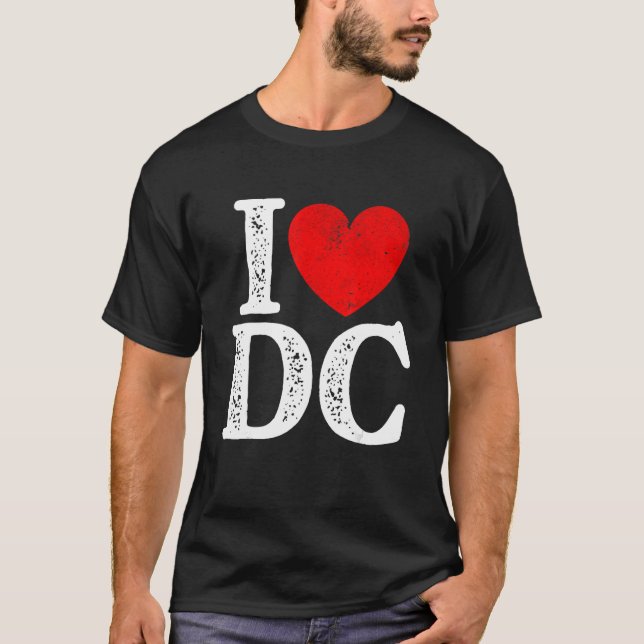 Camiseta I Heart Love Dc Washington D C Distressão Souvenir (Frente)