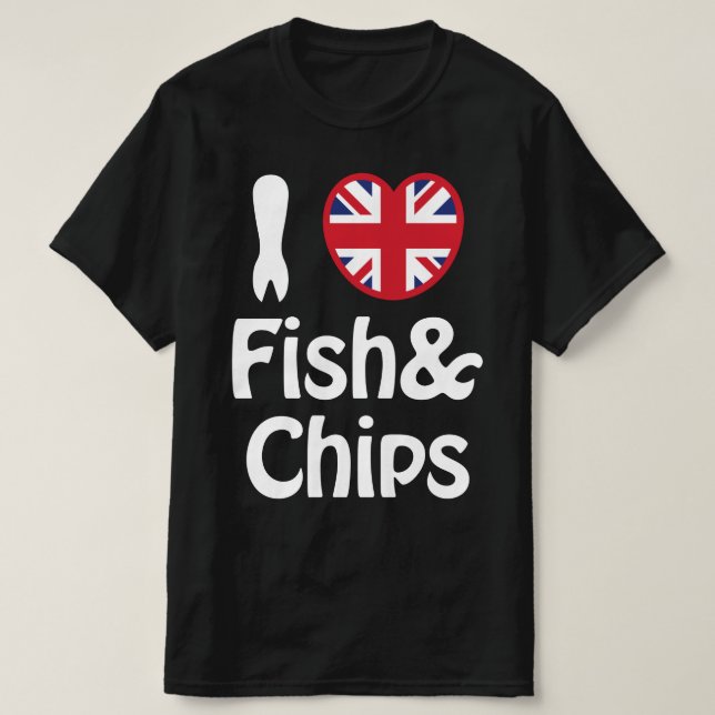 Camiseta I Heart [Love] Fish & Chips T-Shirt (Frente do Design)