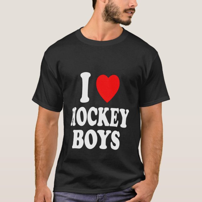Camiseta I Heart Love Hockey Boys Skating Ice Attração Ho (Frente)