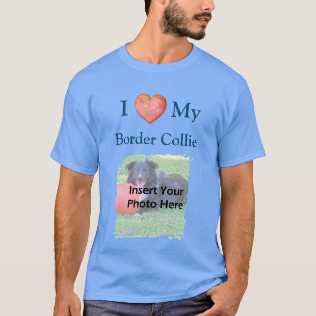 Camiseta I Heart Love My Border Collie Your Photo (Frente)