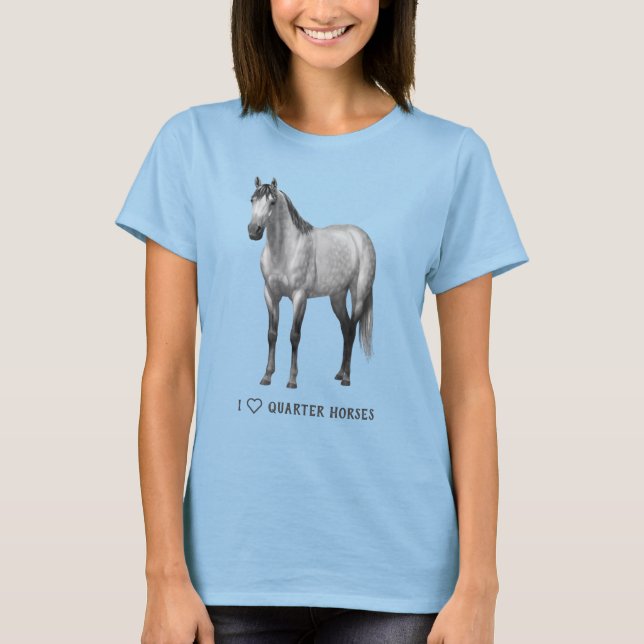 Camiseta I Heart (Love) Quarter Horses Dapple (Frente)