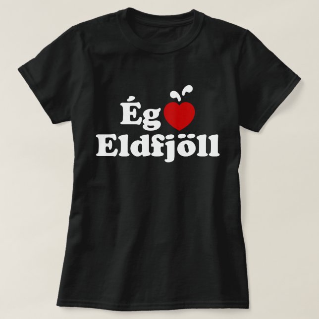 Camiseta I Heart (Love) Volcanoes [Ég Elska Eldfjöll] (Frente do Design)