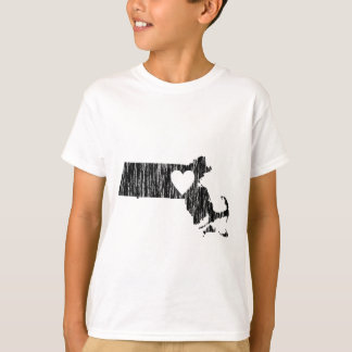 Camiseta I Heart Massachusetts Grunge Outline State Love