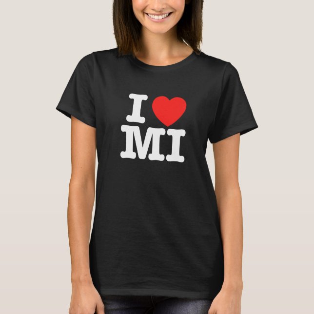 Camiseta I Heart Michigan (MI) Love Premium (Frente)
