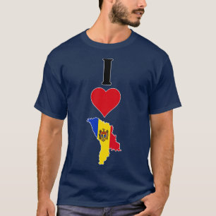 Camiseta I Heart Moldova I Love Moldovan National Flag Map