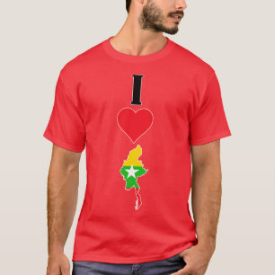 Camiseta I Heart Myanmar I Love Myanmar National Flag Map V