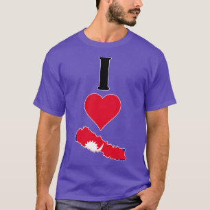 Camiseta I Heart Nepal I Love Nepali National Flag Map Vert