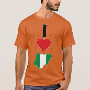 Camiseta I Heart Nigéria I Love Nigerian National Flag Map