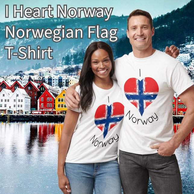 Camiseta I Heart Norway Flag (I Heart Norway Norwegian Flag T-Shirt. Great Norwegian Ancestry Heritage Gift.)