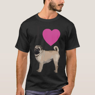 Camiseta I Heart Pugs Illustrated Love Pug Pink Classic T-S