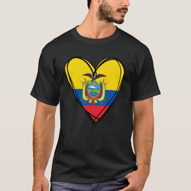 Camiseta I Heart Quito And Ecuador Flag Heart Design Ecuado (Frente)