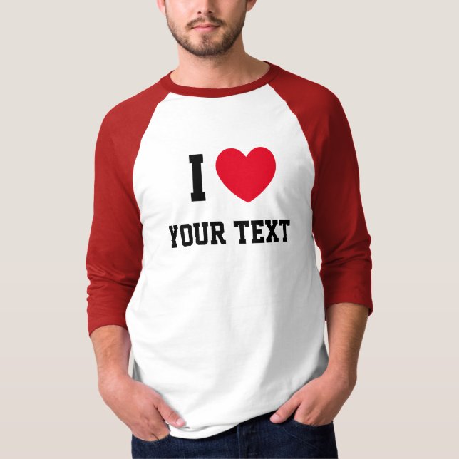 Camiseta I Heart Red Love Custom Text (Frente)