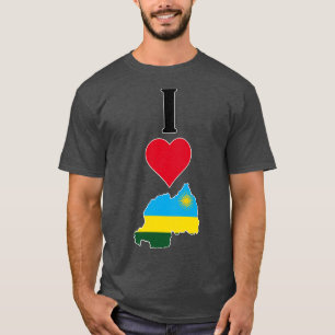 Camiseta I Heart RI Love Rwandan National Flag Map