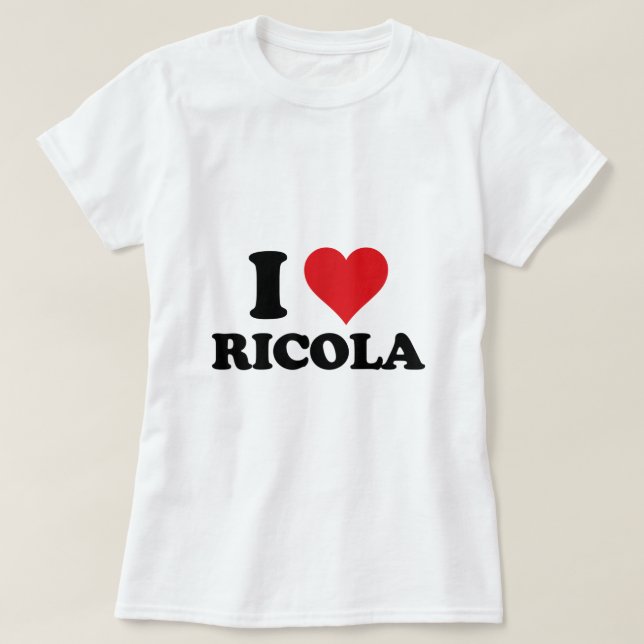Camiseta I Heart Ricola First Name I Love Personalised Stuf (Frente do Design)