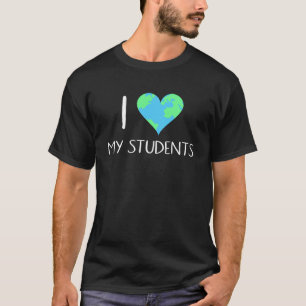 Camiseta I Heart Shaple Earth Ama Meus Estudantes Dia da Te