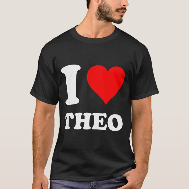 Camiseta I Heart Theo I Love Theo Red Heart Valentine's Day (Frente)