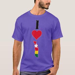 Camiseta I Heart Togo I Love Togolês National Flag Map Ver