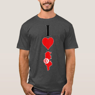 Camiseta I Heart Tunísia I Love Tunisian National Flag Map