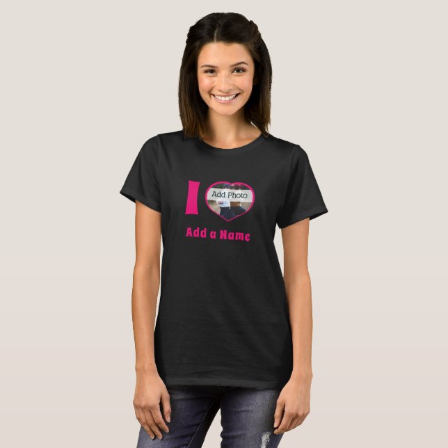 Camiseta I heart you add Name photo cute modern (Frente Completa)