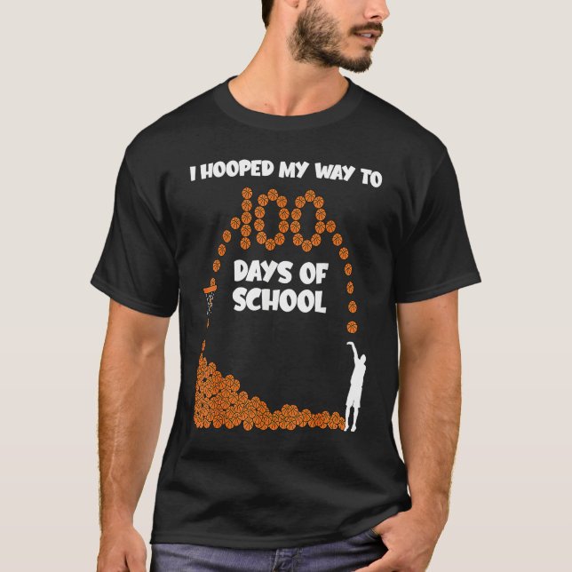 Camiseta I Hooped My Way To 100 Days Of School Basketball P (Frente)