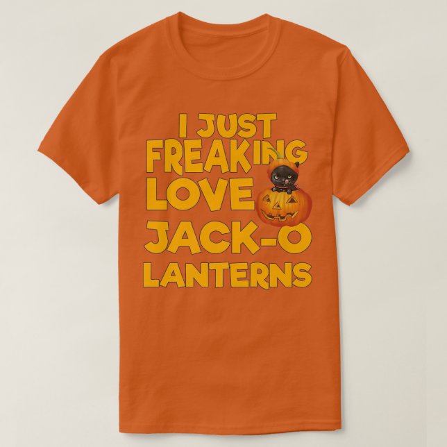 Camiseta I Just Freaking Love Jack O Lanterns Funny Cat Hal (Frente do Design)