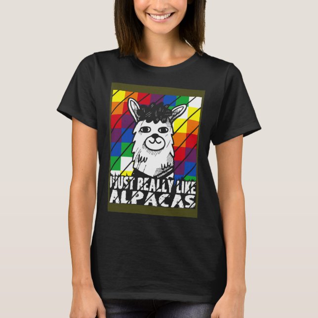 Camiseta I Just Really Like Alpacas Wiphala Flag Andean Lla (Frente)
