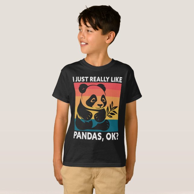 Camiseta I Just Really Like Pandas OK – Cute Retro Panda  (Frente Completa)