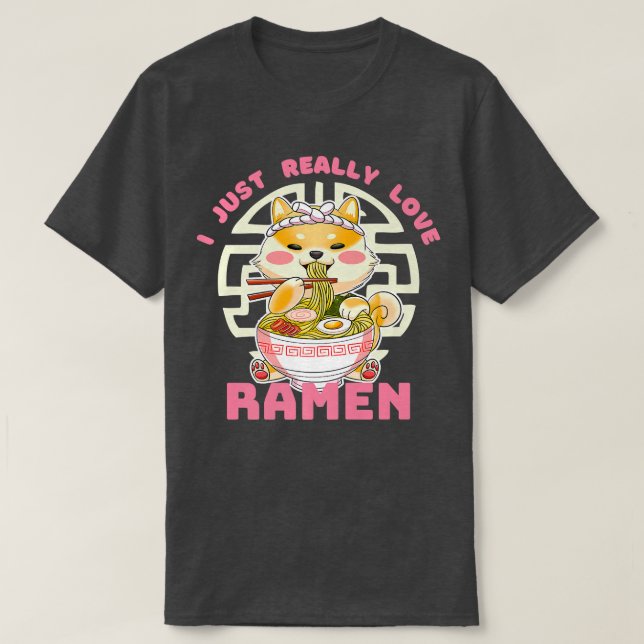 Camiseta I just Really Love Anime Ramen Corgi Premium  (Frente do Design)